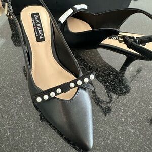 New in the box Isaac Mizrahi Black Pearl-Embellished Heels